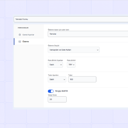 POS Entegrator Tahsilat Formu Vergi Para Birimi
